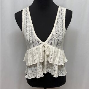 Maurices Off-White Tiered Lacey Vest. Feminine Festival Fun